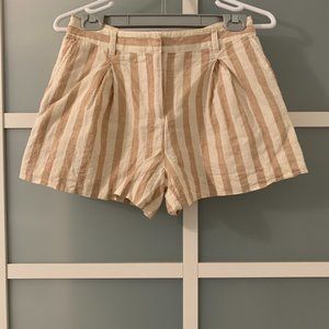Draper James Everyday Linen Shorts Awning Stripe l Camel  Color l Size 0
